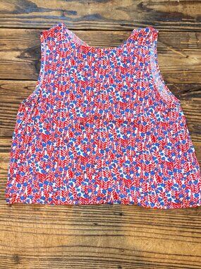 NEW J.Crew Women's Size Large Sleeveless Tank Top Bohemian Floral Print Red Blue
